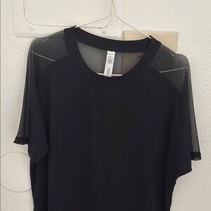 Athleta Black Mesh Sleeve Top